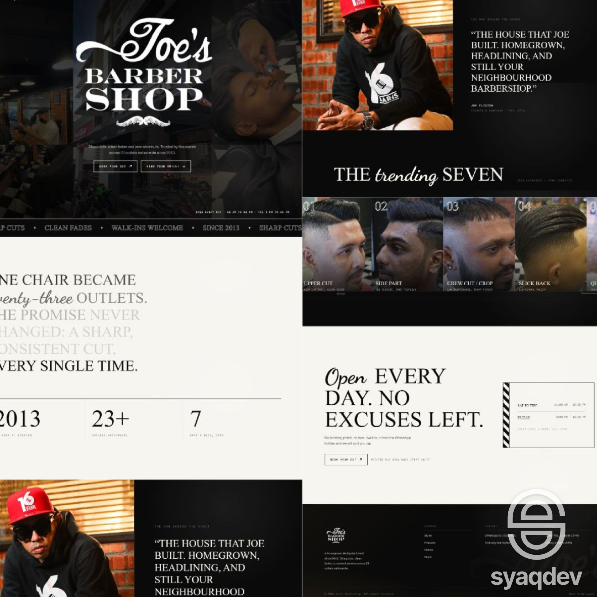 Joe's Barbershop website design showing barber culture, services and neighbourhood heritage
